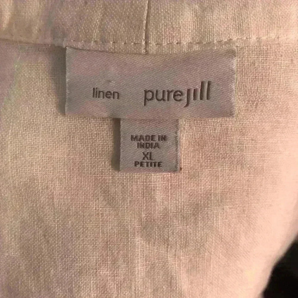 Pure Jill Linen Women’s XLP White Linen Open Front Blazer Jacket Pockets - Picture 4 of 6